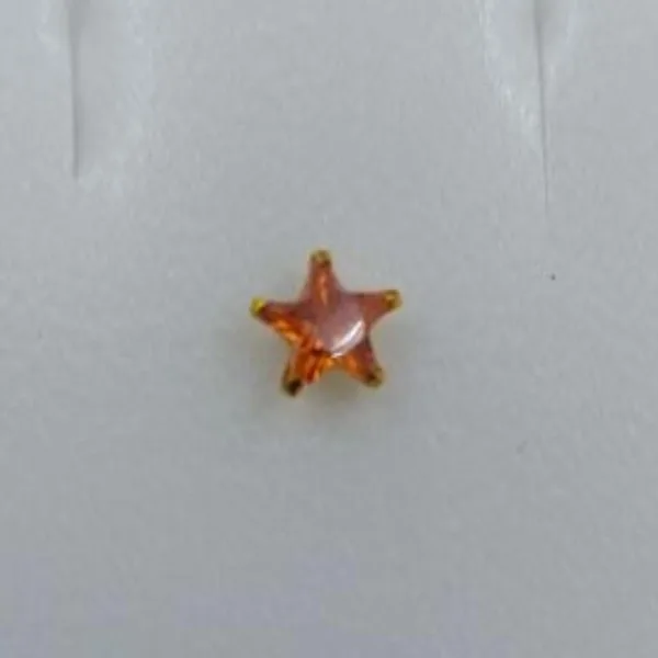 Beautiful Gold Plated Nose Pin CRYTAL STONE FIVE STAR ORANGE Wedding Nose Ring Fashion Gift Jewellry PACK OF 1