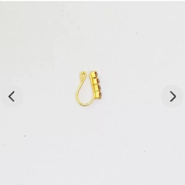 Beautiful Gold Plated Nose Pin U shape 4 Nug Wedding Nose Ring Fashion Gift Jewellry Pack of 1