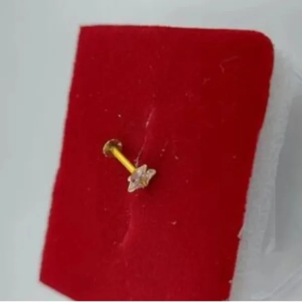 Beautiful Gold Plated Nose Pin CRYTAL STONE FIVE STAR 01 WHITE Wedding Nose Ring Fashion Gift Jewellry PACK OF 1