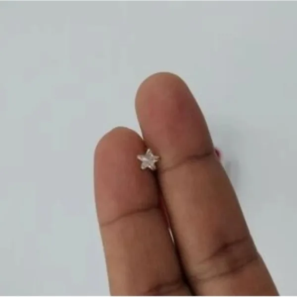 Beautiful Gold Plated Nose Pin CRYTAL STONE FIVE STAR 01 WHITE Wedding Nose Ring Fashion Gift Jewellry PACK OF 1