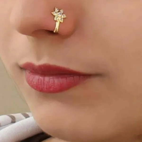 Gold-plated Plated Metal, Alloy, Brass, Tungsten Nose Stud  (Pack of 3)