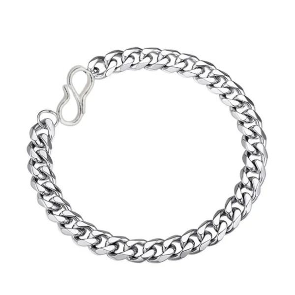 Evordlss Golden Curb Chain Bracelet, 20 cm Length, Silver Plated, for Men & Boys (Pack of 1)