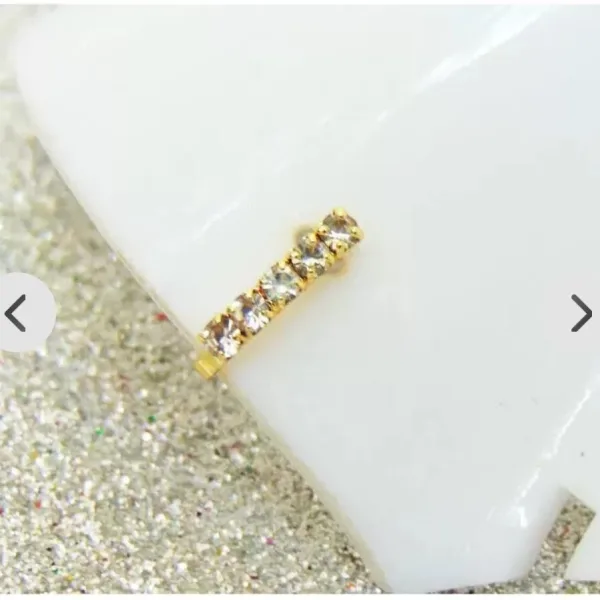 Beautiful Gold Plated Nose Pin U Shape 5 Nug Wedding Nose Ring Fashion Gift Jewellry PACK OF 1