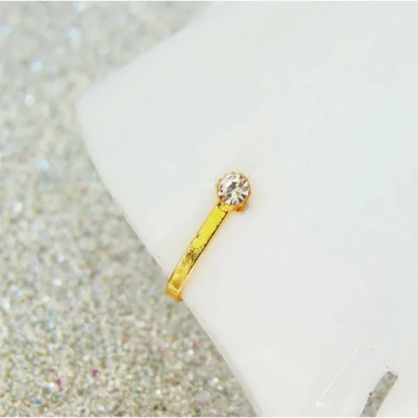 Beautiful Gold Plated Nose Stud Long 1 STONE Wedding Nose Ring Fashion Gift Jewellry PACK OF 1