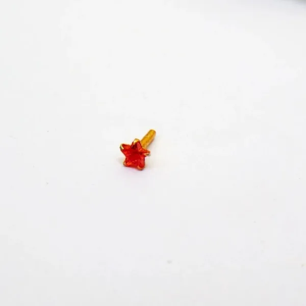Beautiful Gold Plated Nose Pin CRYTAL STONE STAR RED Wedding Nose Ring Fashion Gift Jewellry PACK OF 1