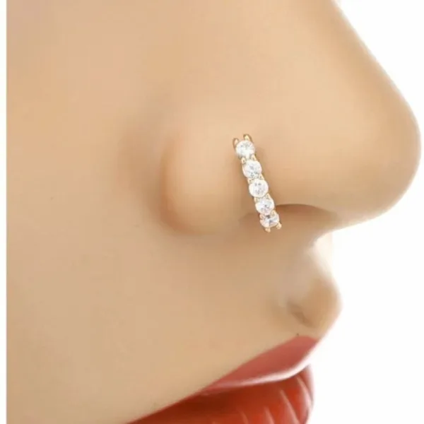 Diamond Nose RING GOL 5 NUG DOUBLE Diamond Nose RING For Women and Girl