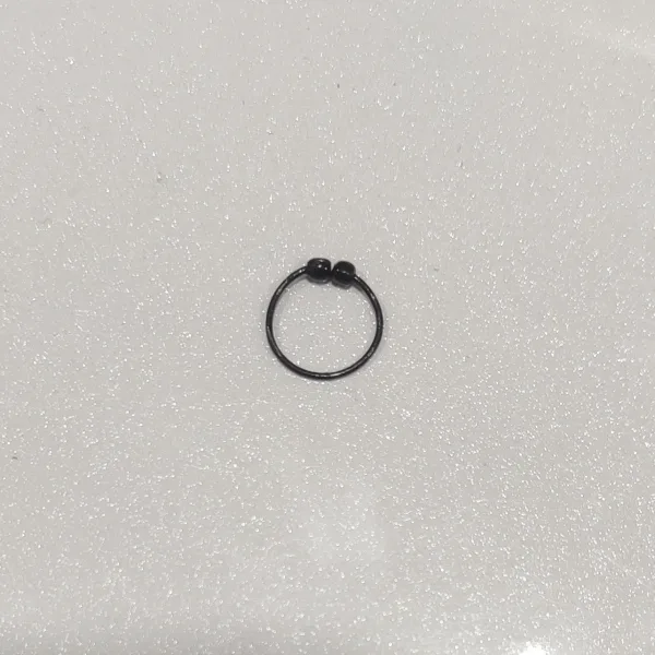 BLACK NOSE RING BOLL Rhodium Plated Brass, Metal, Alloy, Stone Nose Ring PACK OF 1