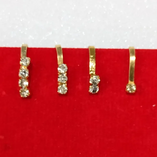 Beautiful Gold Plated Nose Pin U shape Wedding Nose Ring Fashion Gift Jewellry Pack of 4