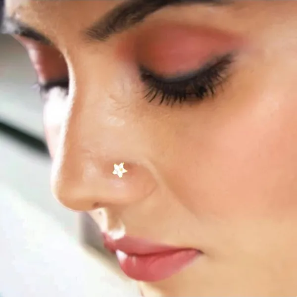 GIRLS Nose PIN Diamond Nose pin Star/Tikona/Chakor For Women and Girl PACK OF 3
