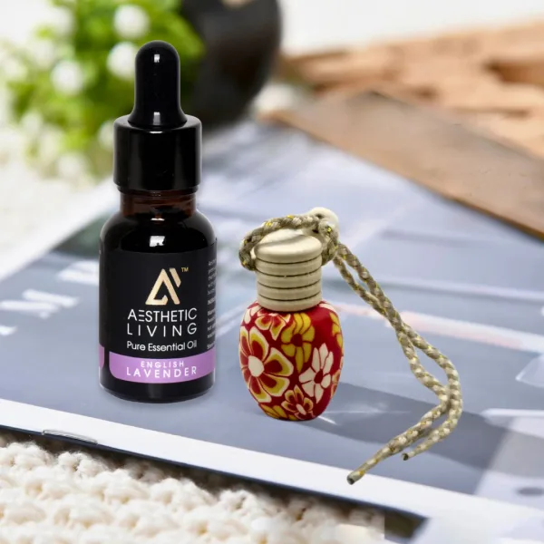 Floral Car Aromatizer Lavender Oil Diffuser Bottle