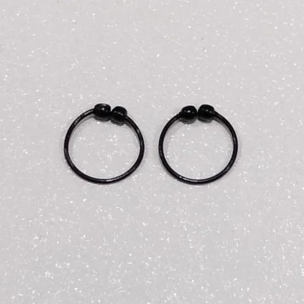 NOSE RING BLACK 2 BOLL Rhodium Plated Brass, Metal, Alloy, Stone Nose Ring PACK OF 2