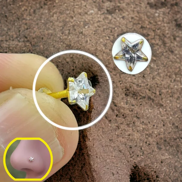 Fancy Unique Designer White Star Nosepin