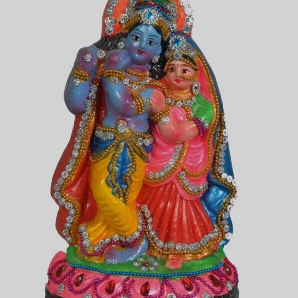 Radha Krishna Clay God Idol 35 Cm Decorative Home Statue