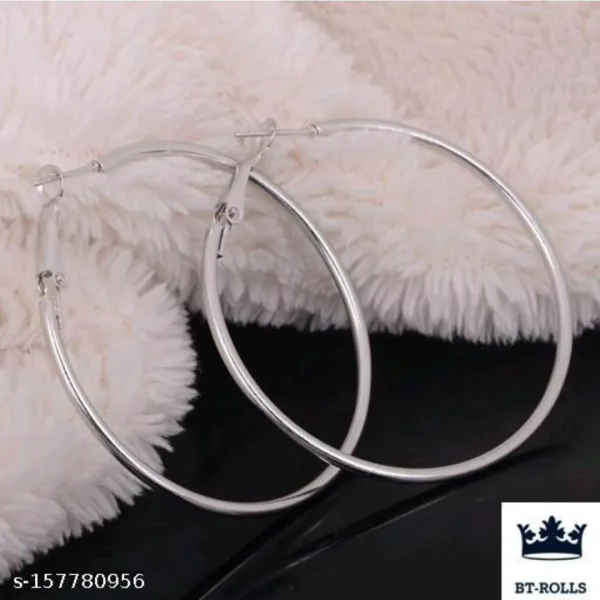 Silver Gol Hoop Earrings Big Size Alloy Earring for Girls & Women Pack1 Pair