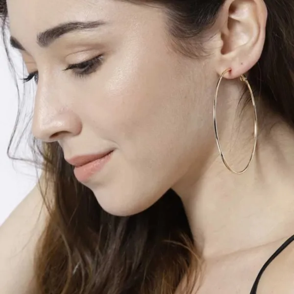GOLDEN Gol Hoop Earrings Big Size Alloy Earring for Girls & Women Pack1 Pair