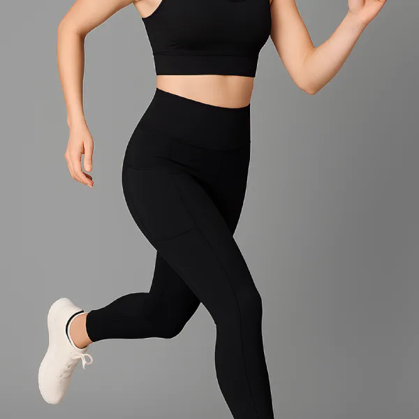 Sports Leggings 4-Way Stretch Fabric Breathable Mesh Panels