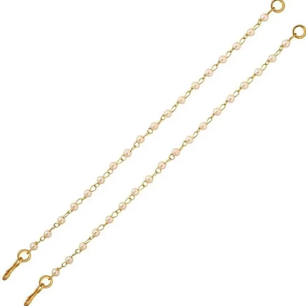 Gold Plated Ear Chain PEARL MOTI Traditional White pearl Kaan Chain