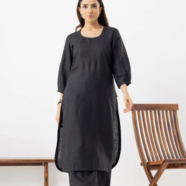 Black Straight Kurta Set for Women Stylish Ethnic Casual Wear