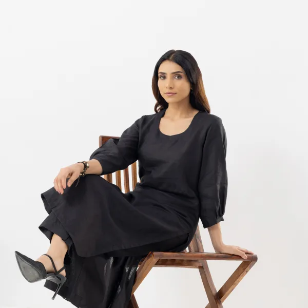 Black Straight Kurta Set for Women Stylish Ethnic Casual Wear