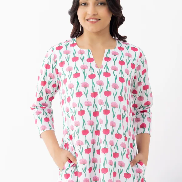 Floral Print Cotton Kurta Set with Palazzo Pants