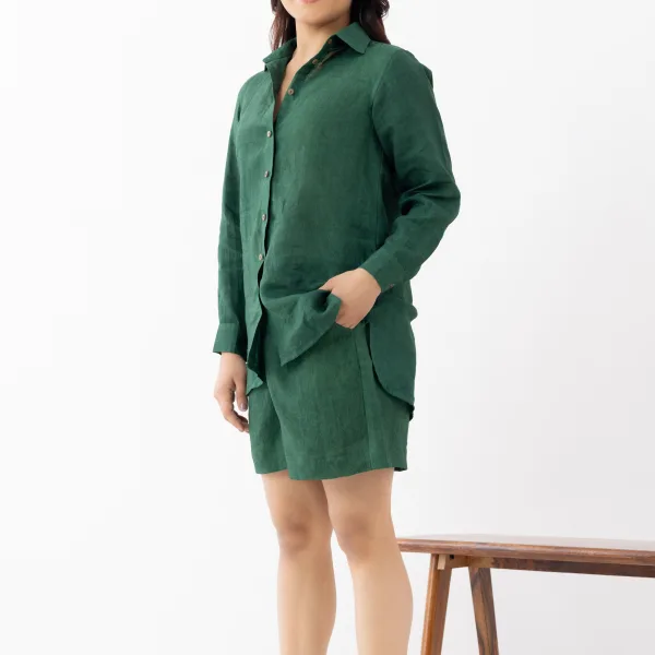 Women's Dark Green Printed Cotton Co-ord Set