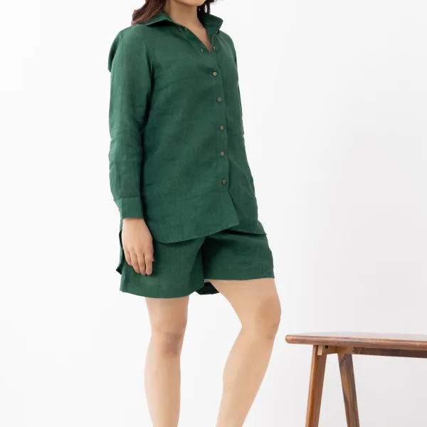 Women's Dark Green Printed Cotton Co-ord Set