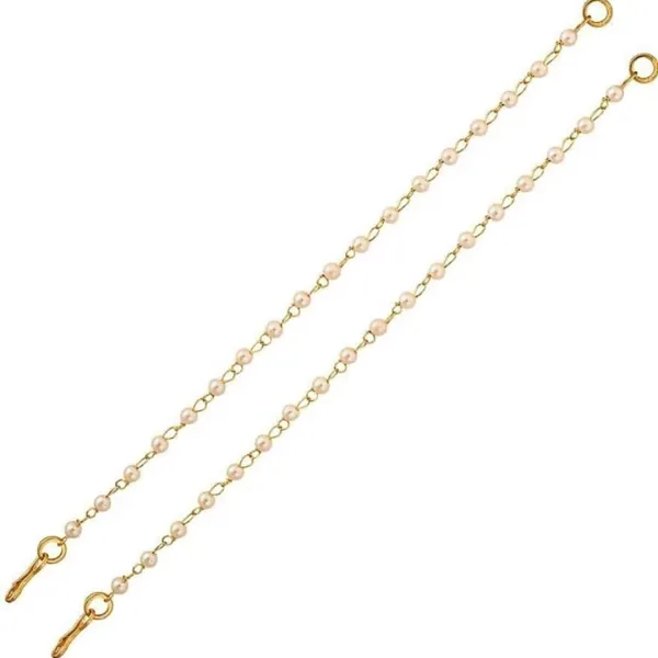 Gold Plated Ear Chain PEARL MOTI Traditional White pearl Kaan Chain