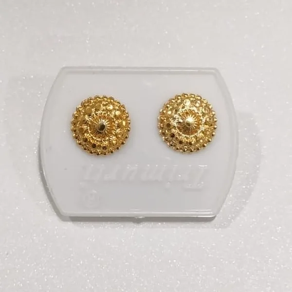 1gm Gold And Micron Plated Round South Screw Back Brass Stud Earring 1 PAIR