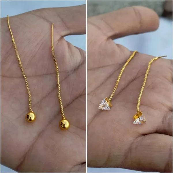 Pack Of 2 Gold Traditional Wear Sui Dhaga Earring For Women & Girls Earring Set