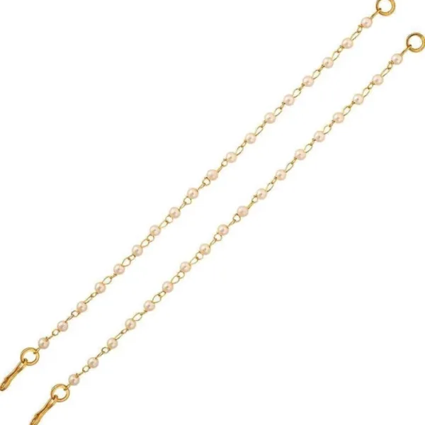 Gold Plated Ear Chain Traditional White pearl Kaan Chain