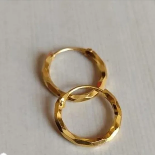 Gold Plated Brass cutwork Small &Cute fashion Hoop Bali For Girl Women PACK OF 1