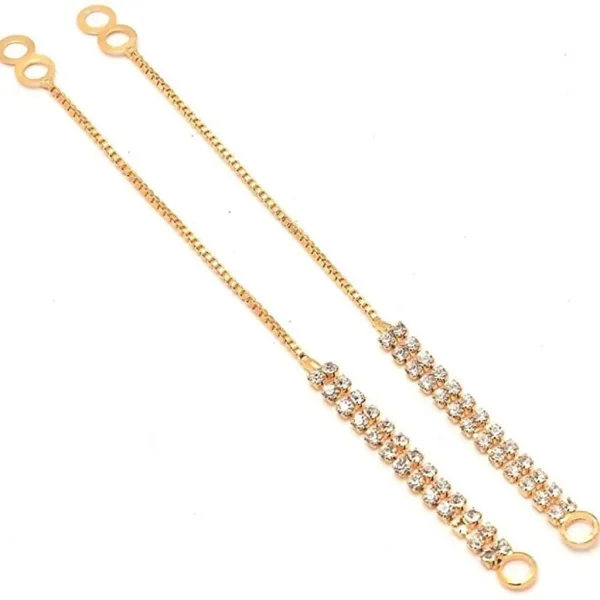 Double Ladi STONE Kaan Chain Clip-on Earring Alloy Ear Brass Ear Thread