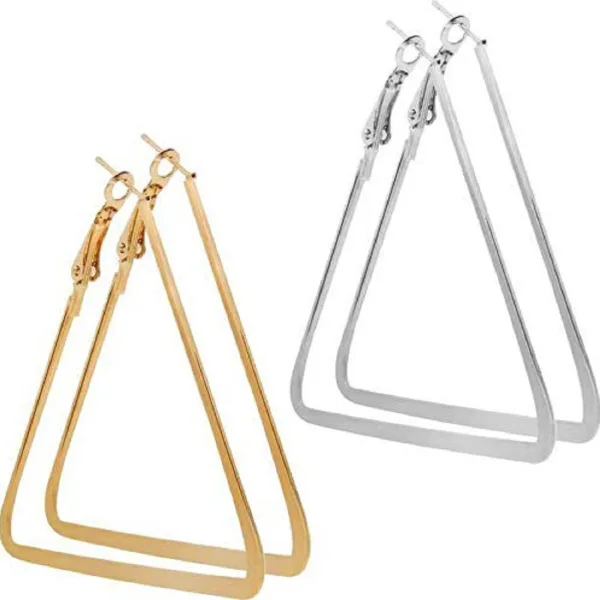 Golden & Silver Triangle Shape Fancy Metallic Hoops