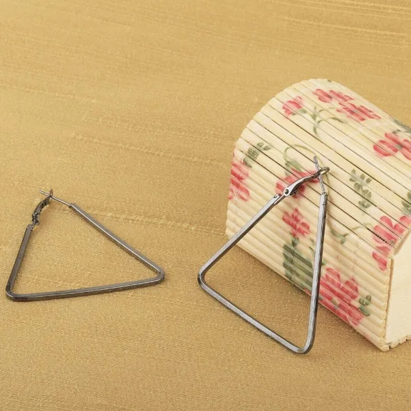 New Fancy Polished Alloy Big Triangle Hoop Earrings for Women