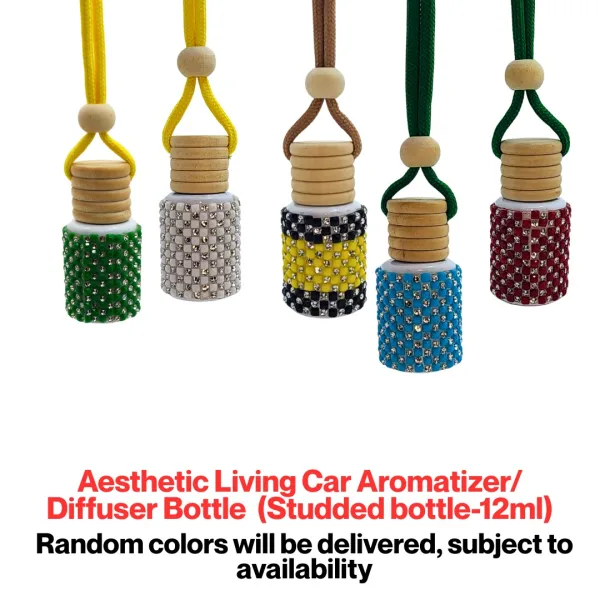 Aesthetic Living Studded Car Aromatizer Diffuser with Essential Oil White Color
