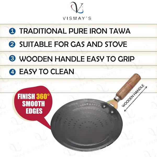 Vismays Smooth Edge Pure Iron Tawa Hammered Roti Chapati