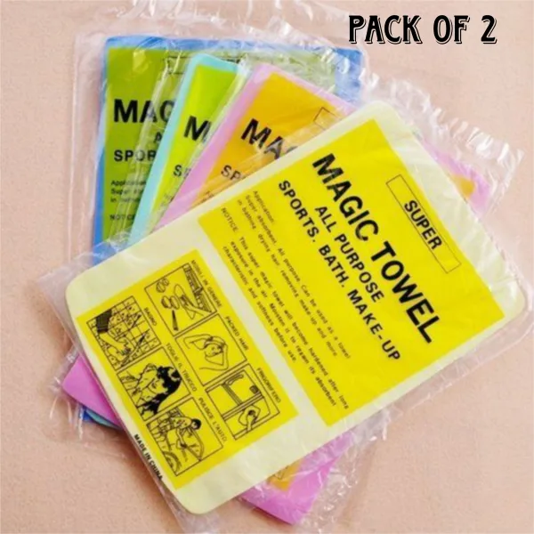 Qawvler Magic Towel Drying Reusable Water Absorbent Multipurpose Cleaning Cloth For Kitchen (Pack Of 2)