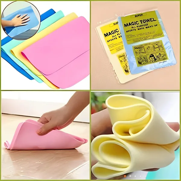 Qawvler Magic Towel Drying Reusable Water Absorbent Multipurpose Cleaning Cloth For Kitchen (Pack Of 2)