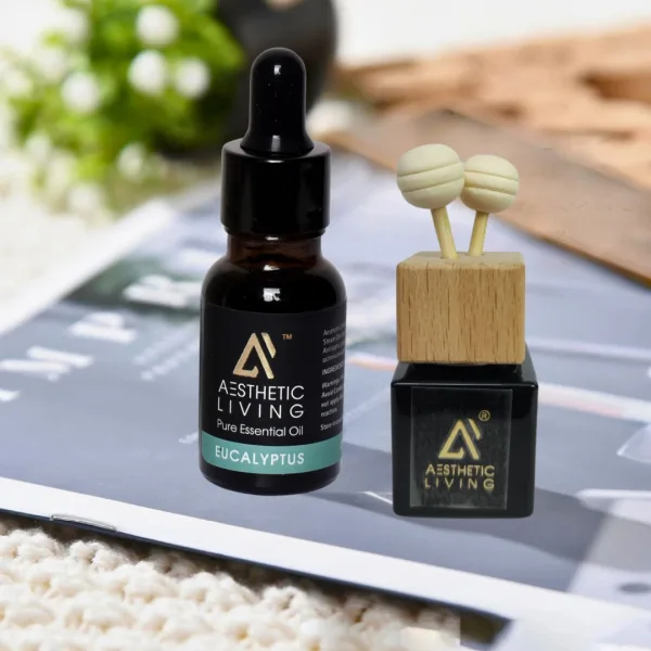 Reed Pods Car Aromatizer Diffuser with Black Vent Clip Combo Eucalyptus