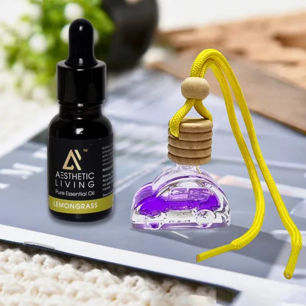 Car Shape Car Aromatizer Diffuser Bottle with Essential Oil Lemongrass