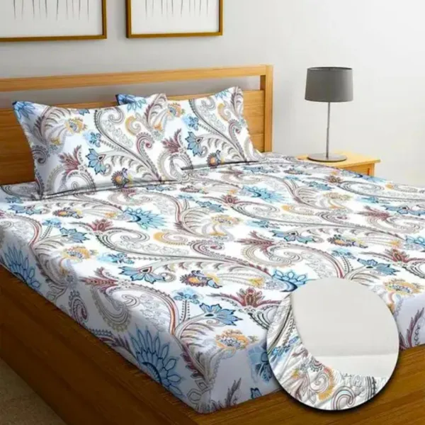 Homdazal Microfibre Abstract Queen Bedsheet Multicolor Geo Art