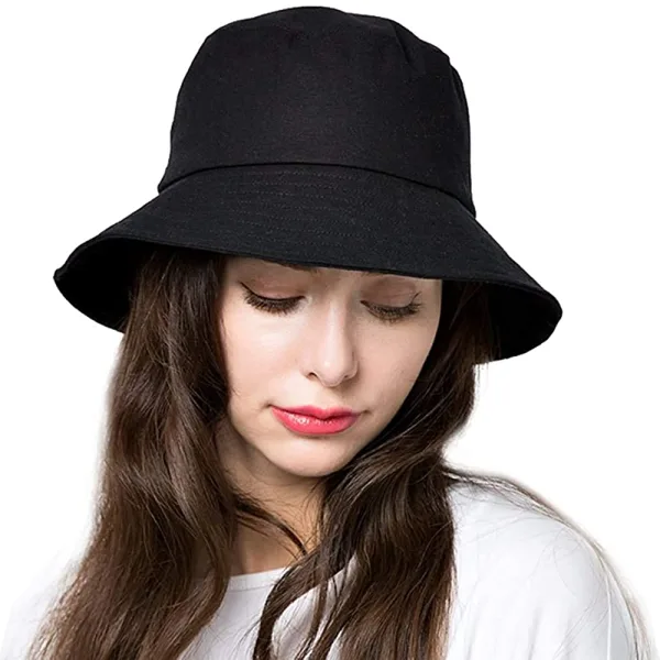 Round Plain Black Bucket Hats And Caps For Men