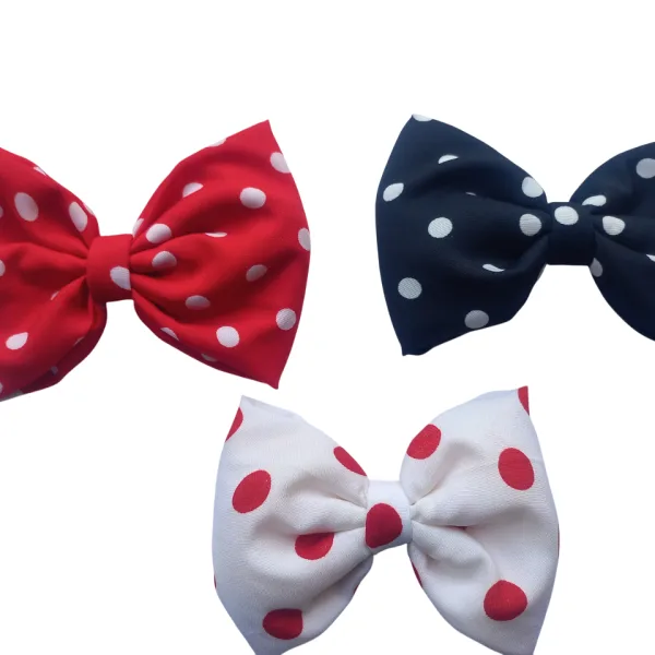 Polka Dot Hair Bows, 3 Pack, Red, Black, White, Classic Style
