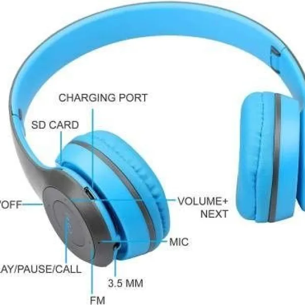 P47 Wireless Bluetooth Headphones | Deep Bass | Foldable Design | Built-in Mic | All-Day Comfort & Noise Isolation