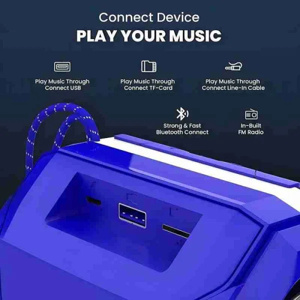 Wireless Bluetooth Speaker with Mic, FM Radio, AUX/USB/TF Support & 6Hrs Playtime – Hands-Free Calling & Rechargeable Battery