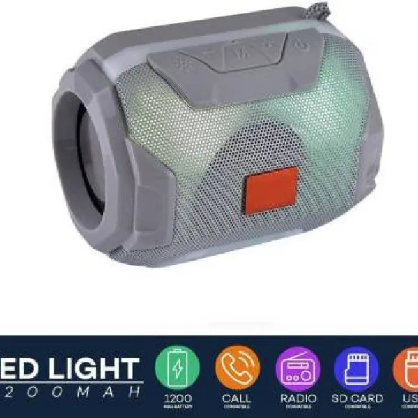 Wireless Bluetooth Speaker with Mic, FM Radio, AUX/USB/TF Support & 6Hrs Playtime – Hands-Free Calling & Rechargeable Battery