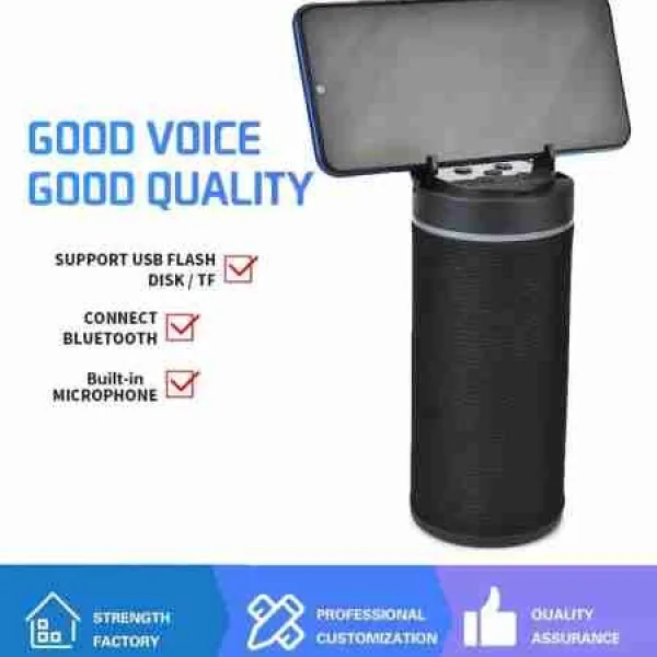 KT-125 Mini Handy Bluetooth Speaker | Portable, Splash-Proof, High Bass Sound, FM Radio, TF Card Slot, Built-in Mic, with inbuilt Phone Stand