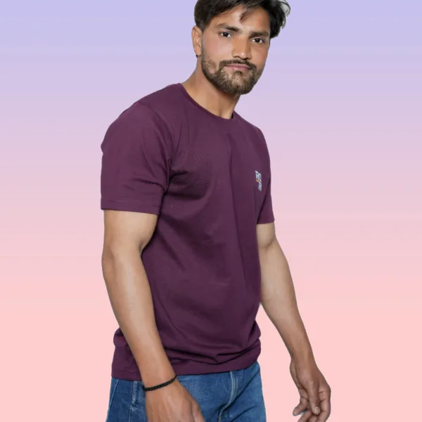 Rori Men’s Cherry Brown Pure Cotton T-Shirt | Logo Printed Round Neck | Regular Fit Half Sleeve Tee | Made in India | Stylish Casual Wear