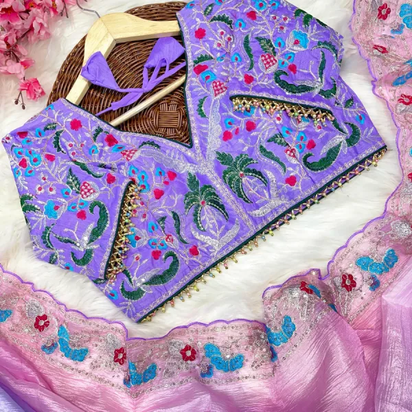 Lavender Ombre Candy Crush Silk Saree with Stylish Pattern