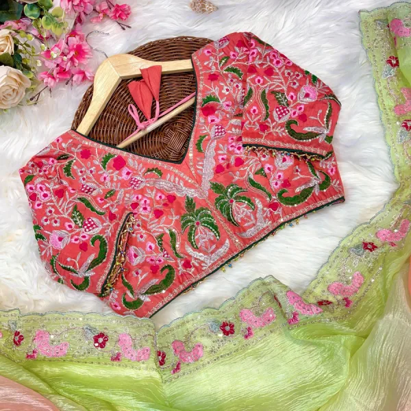 Peach Ombre Candy Crush Silk Saree with Premium Design